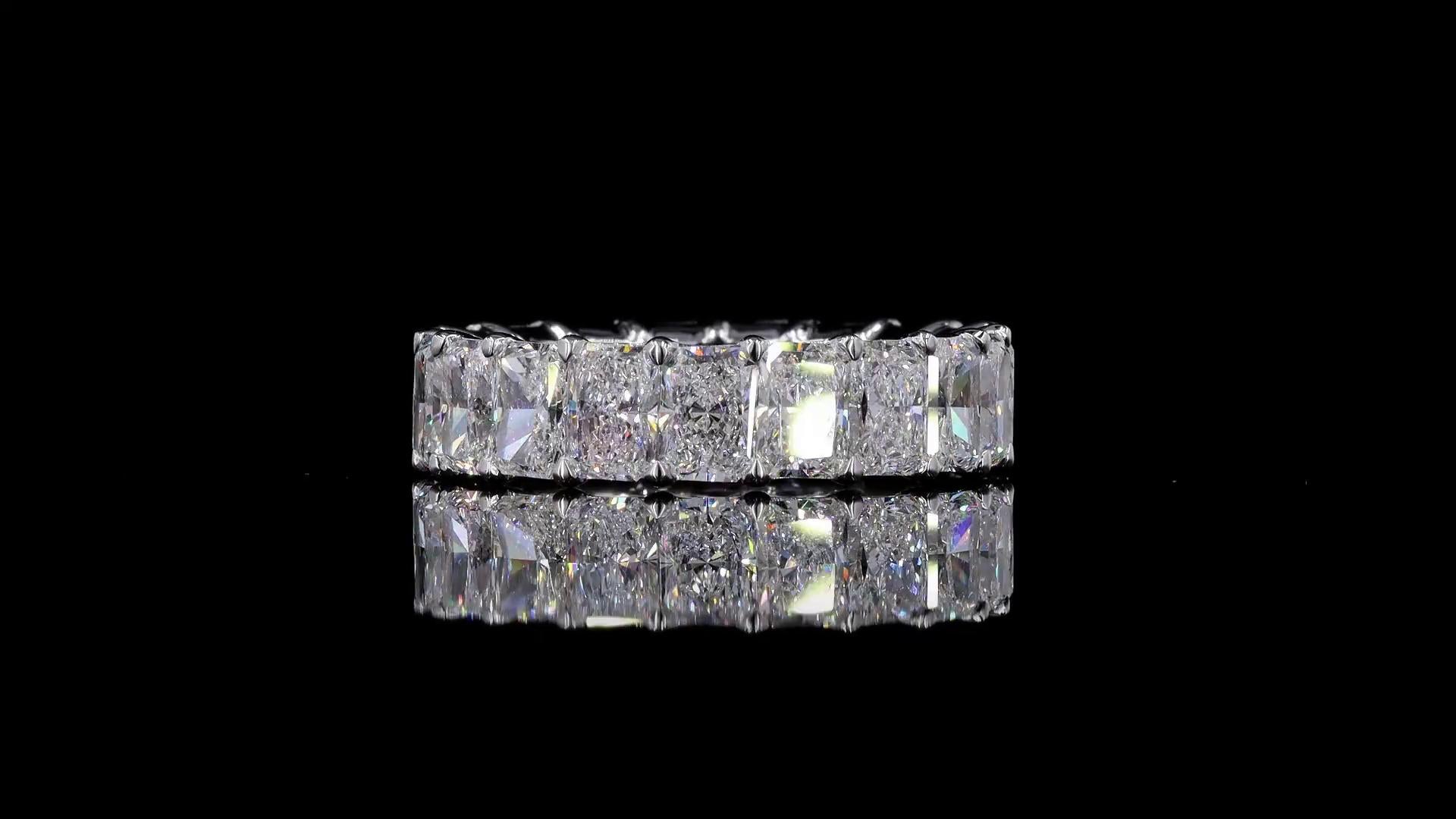 Lab-Grown 8.46 Carat Radiant F-VS2 Diamond 18K White Gold Eternity Band Eternity