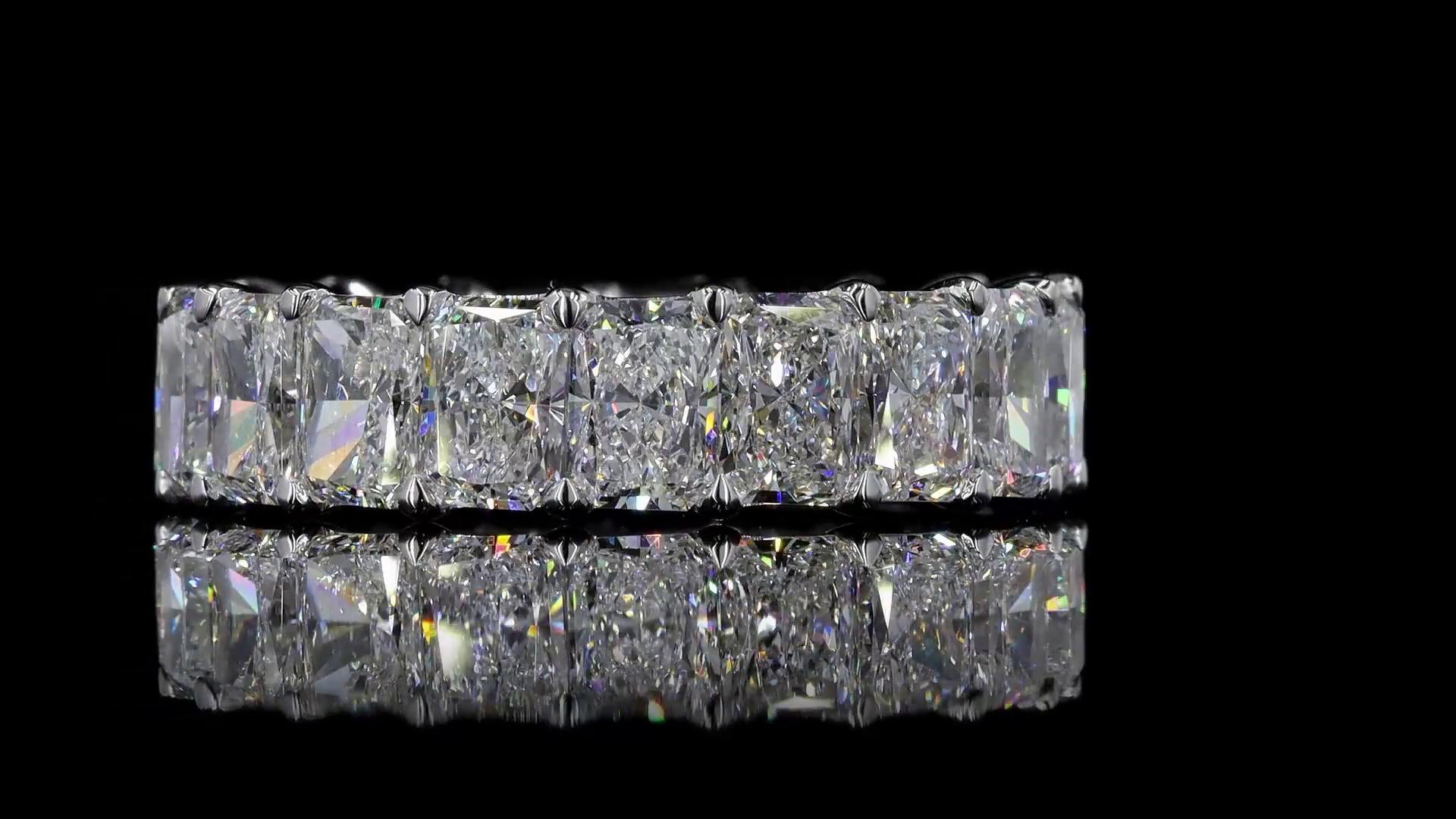 Lab-Grown 8.46 Carat Radiant F-VS2 Diamond 18K White Gold Eternity Band Eternity