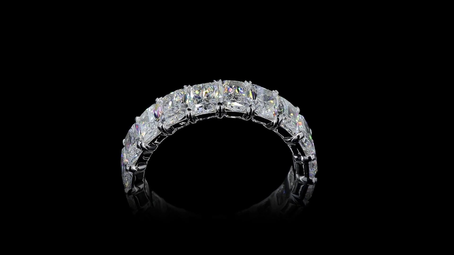 Lab-Grown 8.46 Carat Radiant F-VS2 Diamond 18K White Gold Eternity Band Eternity
