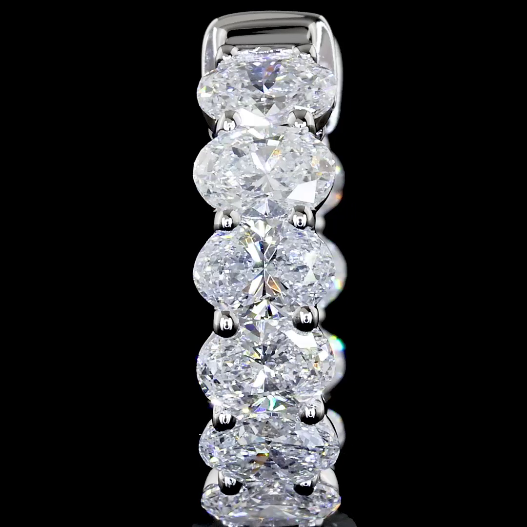 Lab-Grown 2 Carat Oval E-VS Diamond 14K White Gold Huggies Earrings