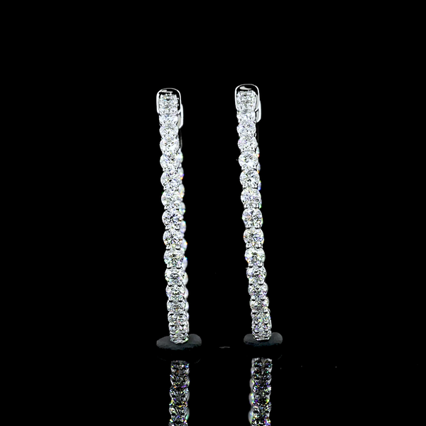 Lab-Grown 3.26 Carat Round E-VS1 Diamond 14K White Gold Hoops Earrings
