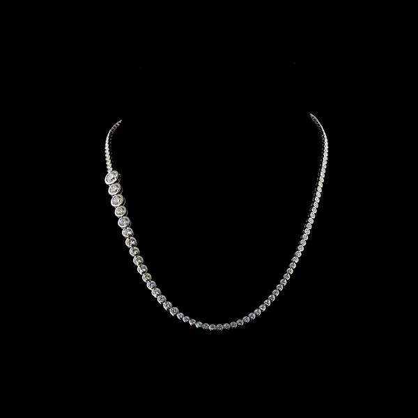 Lab-Grown 8.11 Carat Round E-VS Diamond 14K White Gold Riviera Necklace