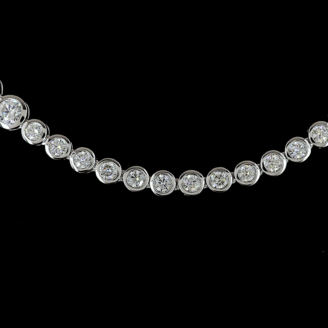 Lab-Grown 8.11 Carat Round E-VS Diamond 14K White Gold Riviera Necklace