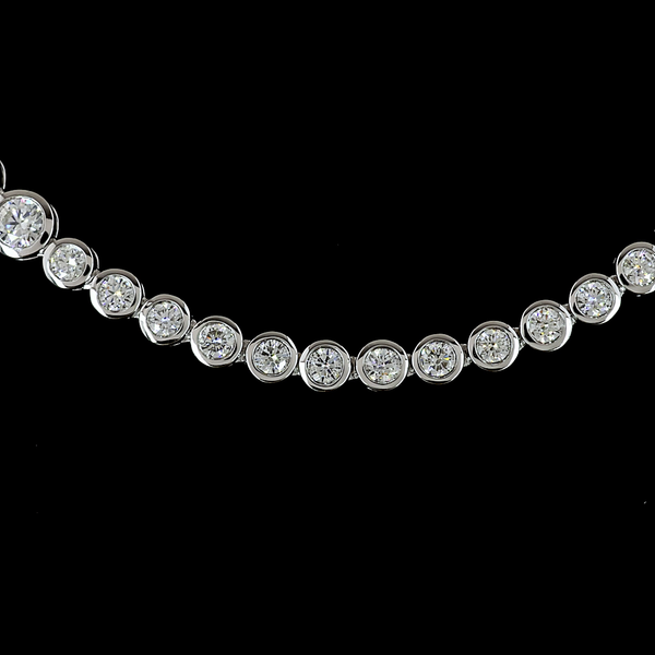 Lab-Grown 8.11 Carat Round E-VS Diamond 14K White Gold Riviera Necklace