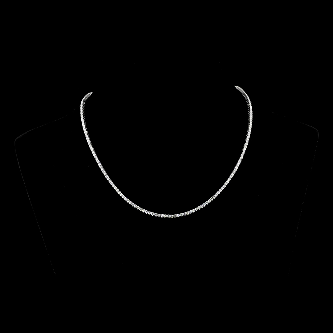 Lab-Grown 5.06 Carat Round F-VS2 Diamond 14K White Gold Tennis Necklace