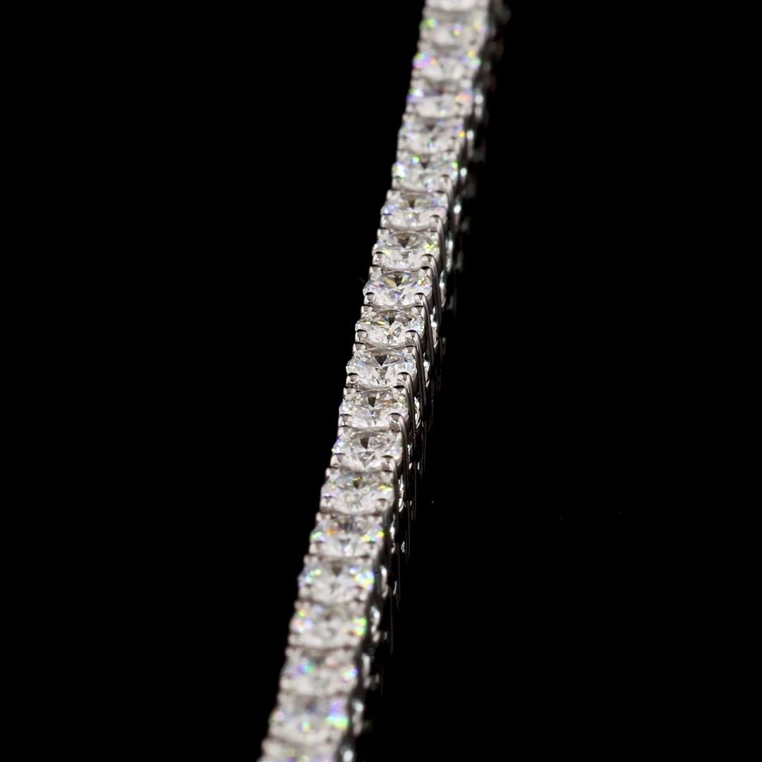 Lab-Grown 5.06 Carat Round F-VS2 Diamond 14K White Gold Tennis Necklace