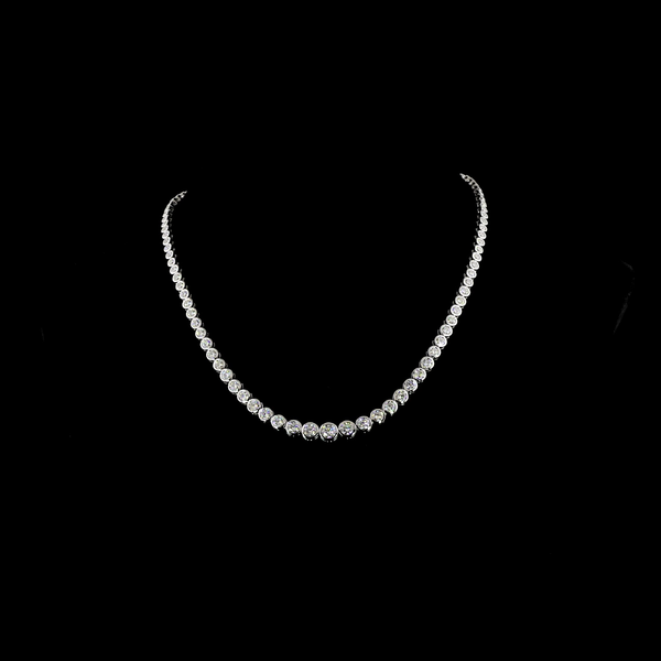 Lab-Grown 12.07 Carat Round E-VS1 Diamond 14K White Gold Riviera Necklace