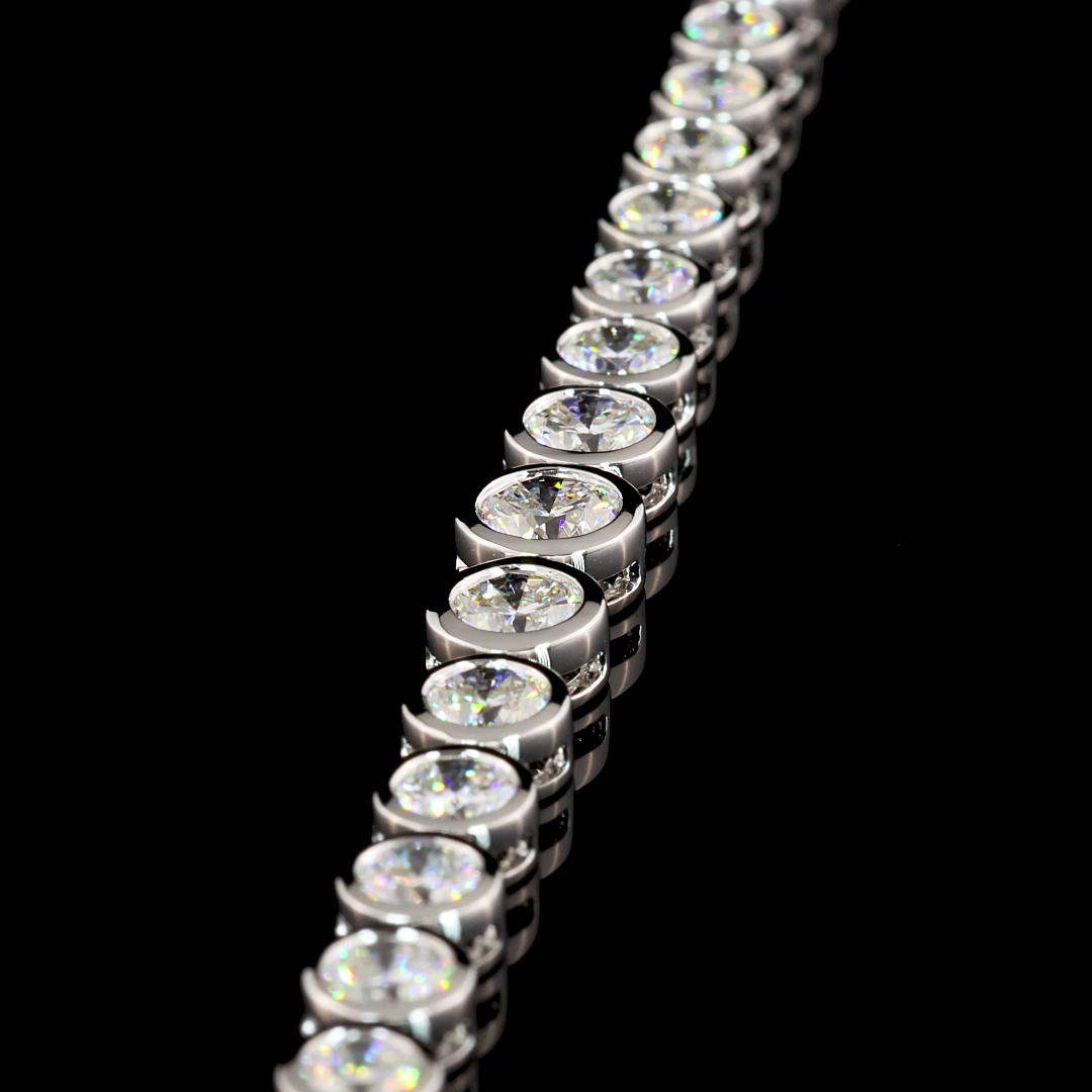 Lab-Grown 12.07 Carat Round E-VS1 Diamond 14K White Gold Riviera Necklace