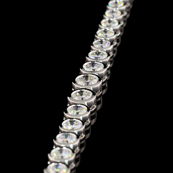 Lab-Grown 12.07 Carat Round E-VS1 Diamond 14K White Gold Riviera Necklace