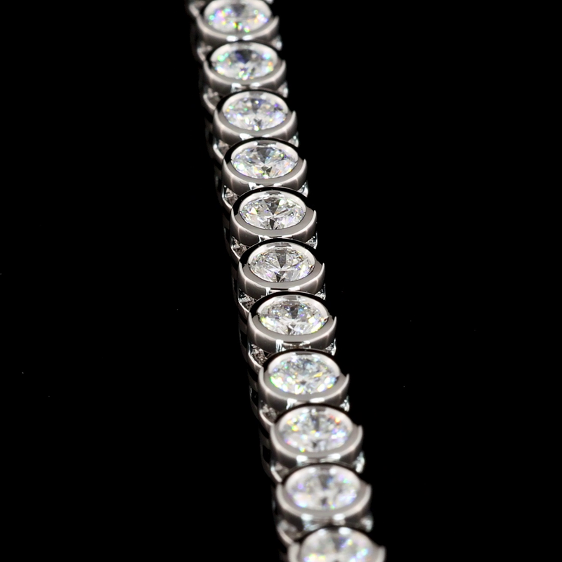 Lab-Grown 9.97 Carat Round F-VS2 Diamond 14K White Gold Tennis Necklace