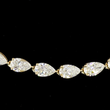 Lab-Grown 15.12 Carat Pear F-VS1 Diamond 14K Yellow Gold Tennis Necklace