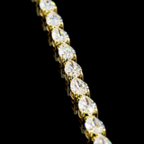 Lab-Grown 15.12 Carat Pear F-VS1 Diamond 14K Yellow Gold Tennis Necklace