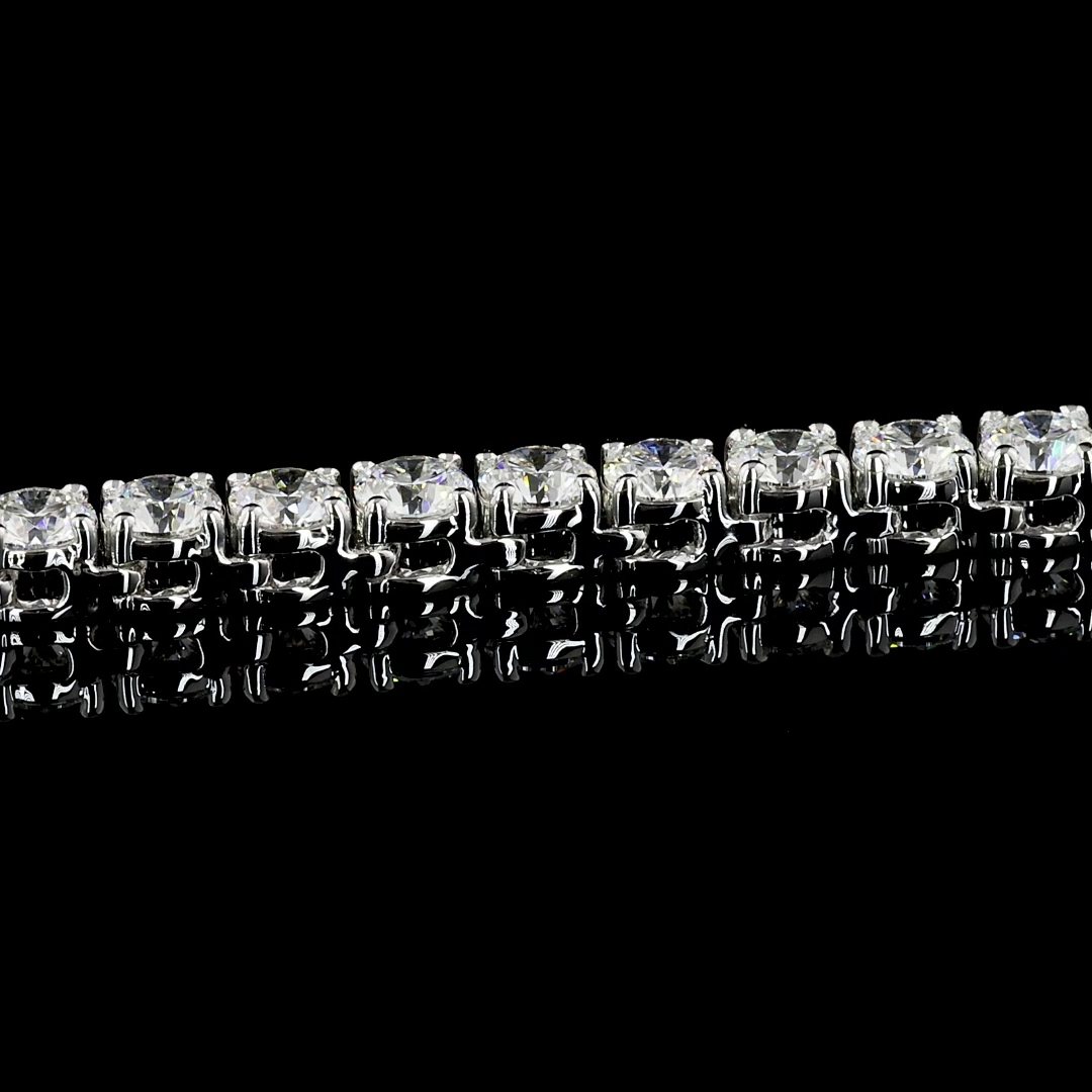 Lab-Grown 12.12 Carat Round F-VS2 Diamond 14K White Gold Tennis Necklace