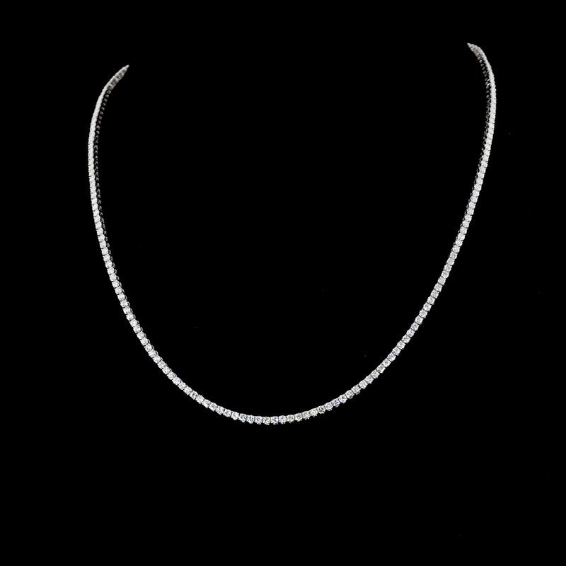 Lab-Grown 5.13 Carat Round F-VS2 Diamond 14K White Gold Tennis Necklace