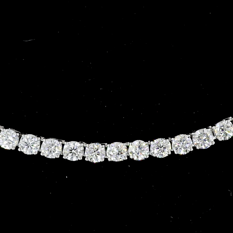 Lab-Grown 5.13 Carat Round F-VS2 Diamond 14K White Gold Tennis Necklace