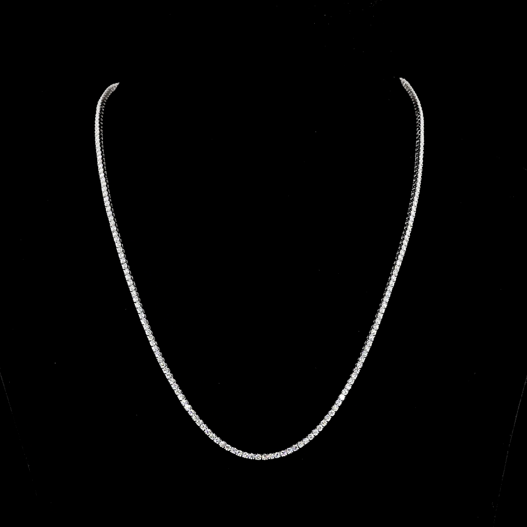 Lab-Grown 4.96 Carat Round F-VS2 Diamond 14K White Gold Tennis Necklace