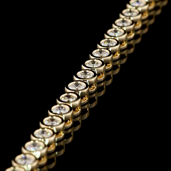 Lab-Grown 6.95 Carat Round E-VS1 Diamond 14K Yellow Gold Tennis Necklace