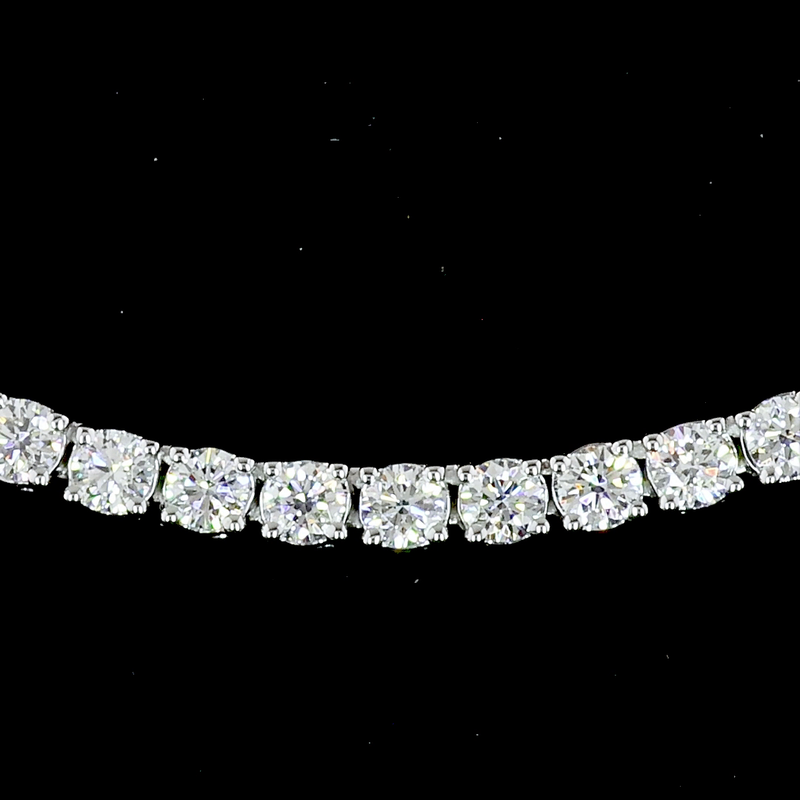 Lab-Grown 5.11 Carat Round F-VS1 Diamond 14K White Gold Tennis Necklace