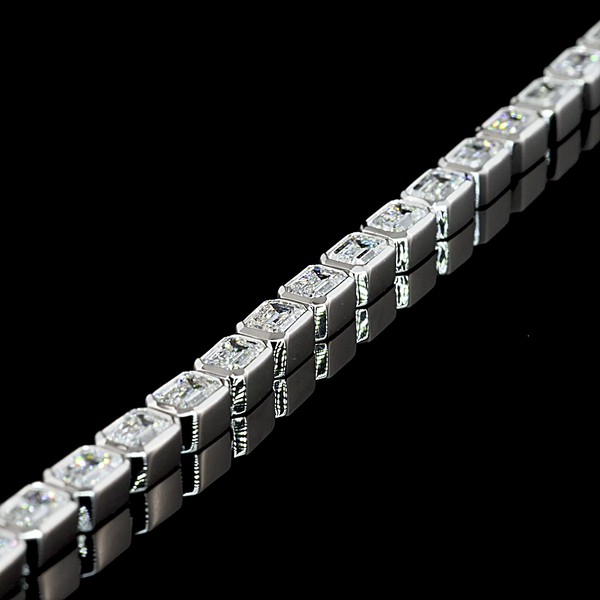 Lab-Grown 5.44 Carat Emerald F-VS1 Diamond 14K White Gold Tennis Necklace