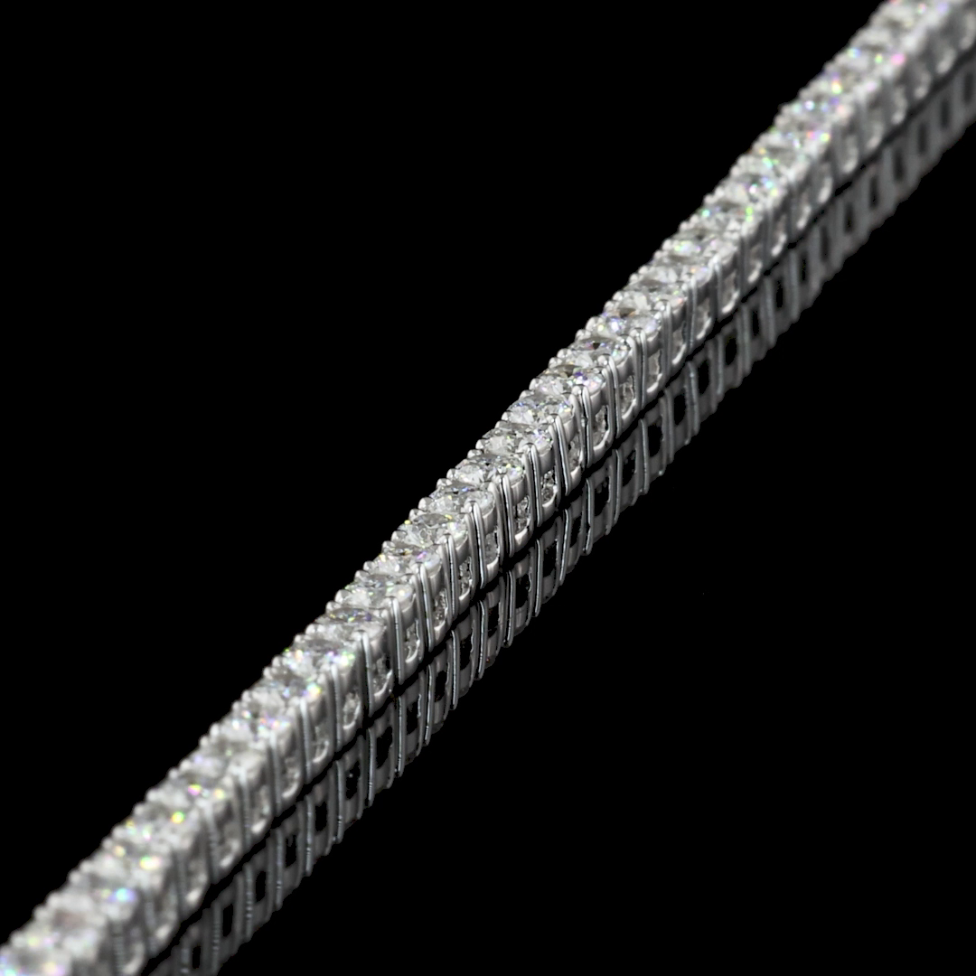 Lab-Grown 5.07 Carat Round E-F-VS1 Diamond 14K White Gold Tennis Necklace