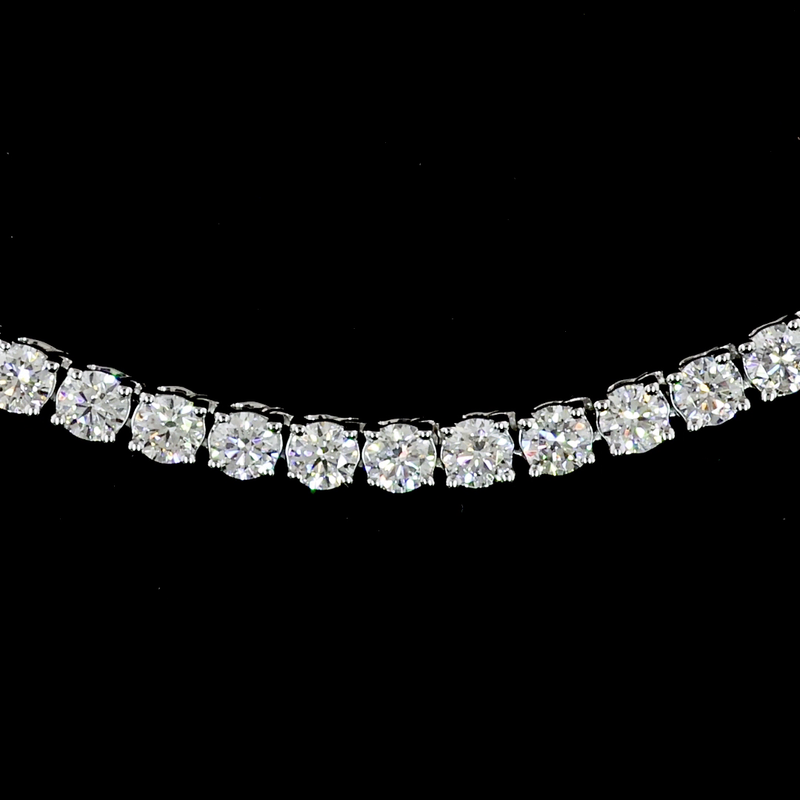 Lab-Grown 5.00 Carat Round F-VS1 Diamond 14K White Gold Tennis Necklace