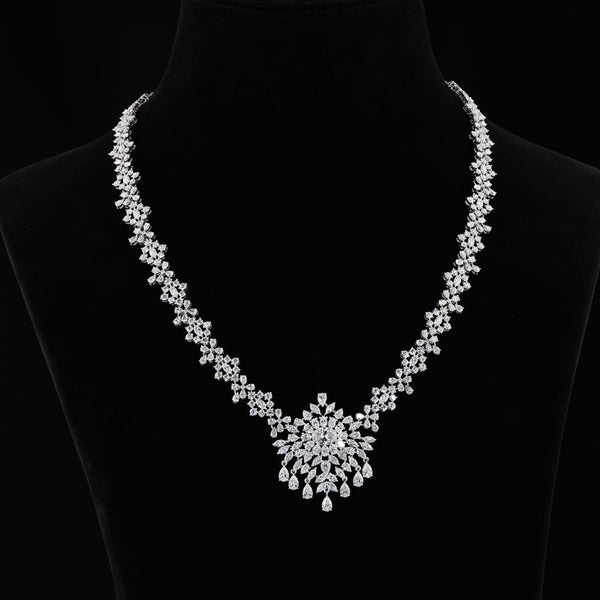 Lab-Grown 17.10 Carat MIX E-VVS2 Diamond 14K White Gold Special Necklace