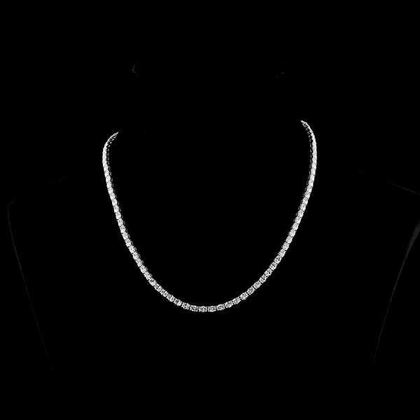 Lab-Grown 12.34 Carat Oval F-VS2 Diamond 14K White Gold Tennis Necklace