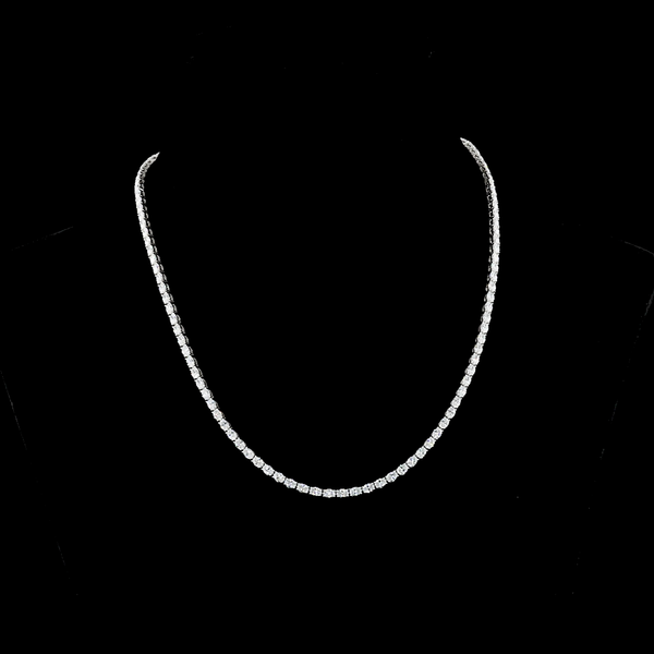 Lab-Grown 9.15 Carat Oval E-VS Diamond 14K White Gold Tennis Necklace