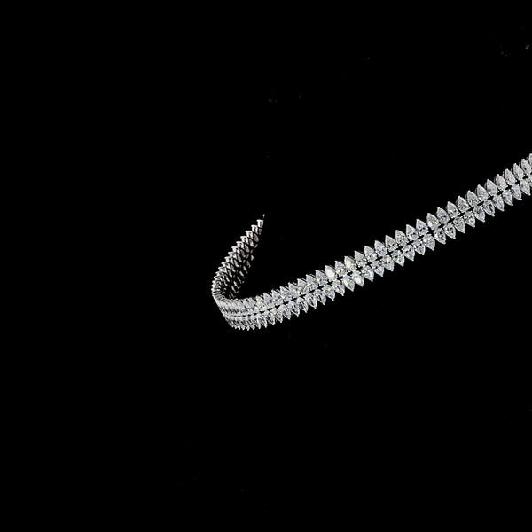 Lab-Grown 30.98 Carat Pear F-VS2 Diamond 14K White Gold Tennis Necklace