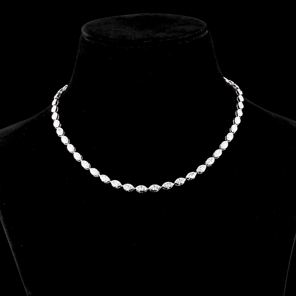 Lab-Grown 10.07 Carat Marquise F-VS2 Diamond 18K White Gold Tennis Necklace