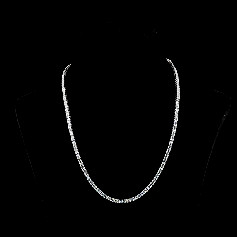 Lab-Grown 16.81 Carat Antique Cushion E-VS Diamond 14K White Gold Tennis Necklace