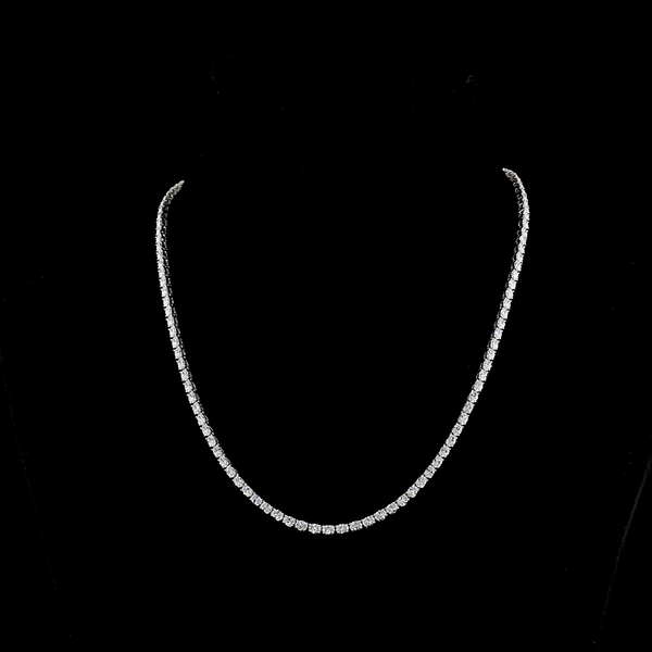 Lab-Grown 10.01 Carat Oval F-VS2 Diamond 14K White Gold Tennis Necklace