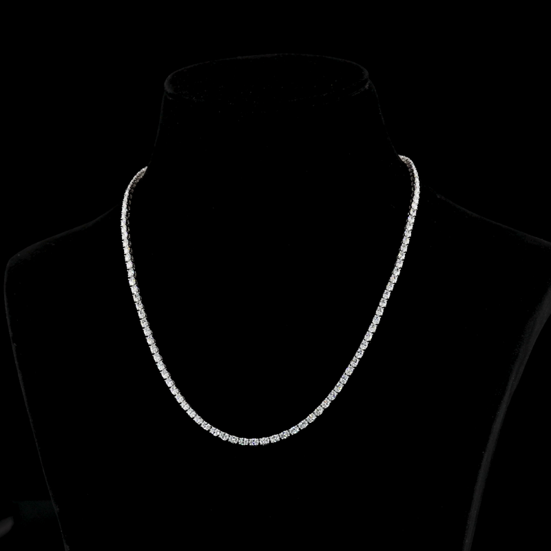 Lab-Grown 9.92 Carat Oval E-VS Diamond 14K White Gold Tennis Necklace