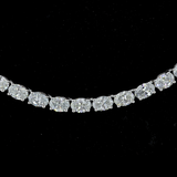 Lab-Grown 9.92 Carat Oval E-VS Diamond 14K White Gold Tennis Necklace