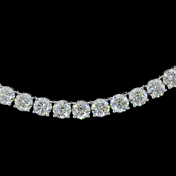 Lab-Grown 14.14 Carat Round E-VS Diamond 14K White Gold Tennis Necklace