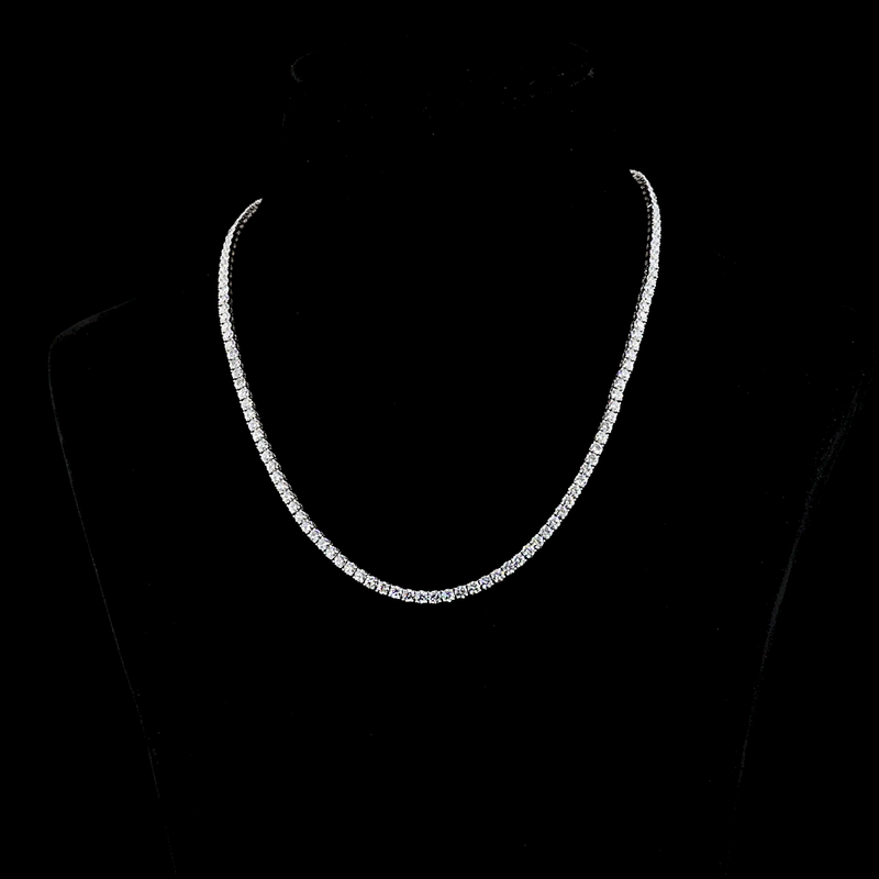 Lab-Grown 14.02 Carat Round E-VS Diamond 14K White Gold Tennis Necklace