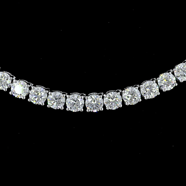 Lab-Grown 14.02 Carat Round E-VS Diamond 14K White Gold Tennis Necklace