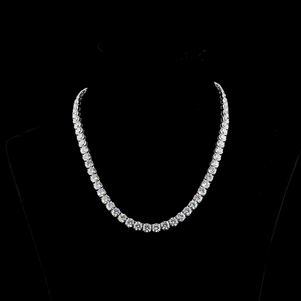 Lab-Grown 51.82 Carat Round D-VVS1 Diamond 14K White Gold Tennis Necklace