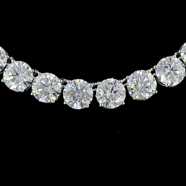 Lab-Grown 51.82 Carat Round D-VVS1 Diamond 14K White Gold Tennis Necklace