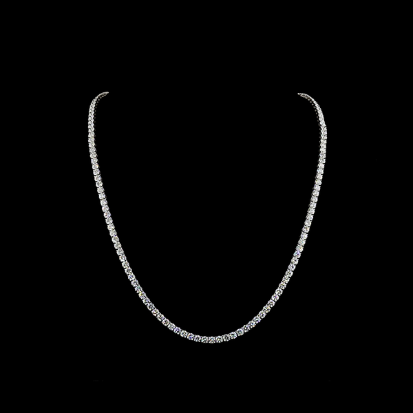 Lab-Grown 29.79 Carat Round E-VS Diamond 14K White Gold Tennis Necklace