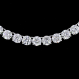 Lab-Grown 24.46 Carat Round F-VS1 Diamond 14K White Gold Tennis Necklace