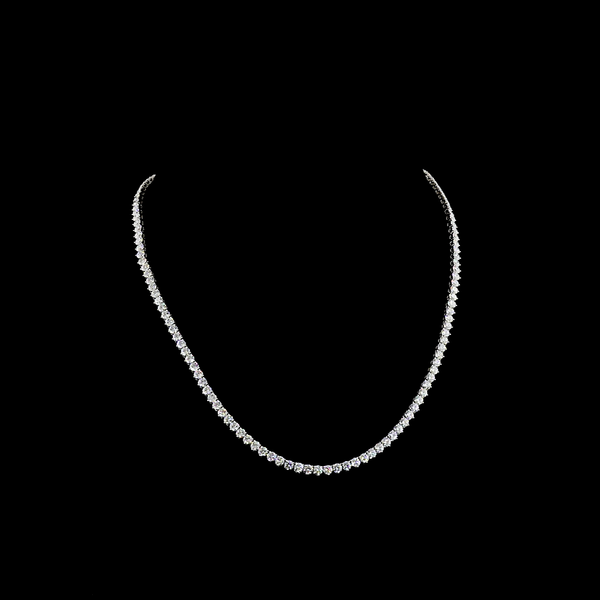Lab-Grown 13.31 Carat Round E-VS Diamond 14K White Gold Tennis Necklace
