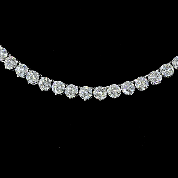 Lab-Grown 13.31 Carat Round E-VS Diamond 14K White Gold Tennis Necklace