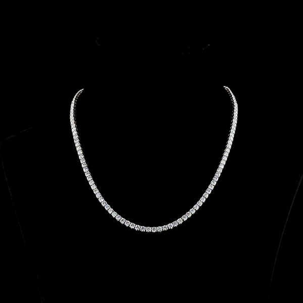 Lab-Grown 16.51 Carat Round F-VS2 Diamond 14K White Gold Tennis Necklace