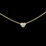 Lab-Grown 3.37 Carat Heart E-VS1 Diamond 14K Yellow Gold Station Necklace