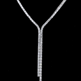 Lab-Grown 15.44 Carat Emerald E-VS1 Diamond 14K White Gold Tennis Necklace