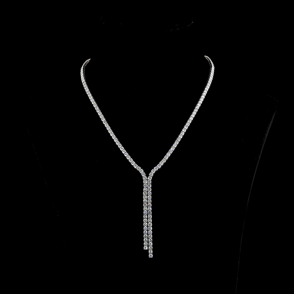 Lab-Grown 16.91 Carat Round E-VS Diamond 14K White Gold Tennis Necklace