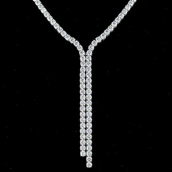 Lab-Grown 16.91 Carat Round E-VS Diamond 14K White Gold Tennis Necklace