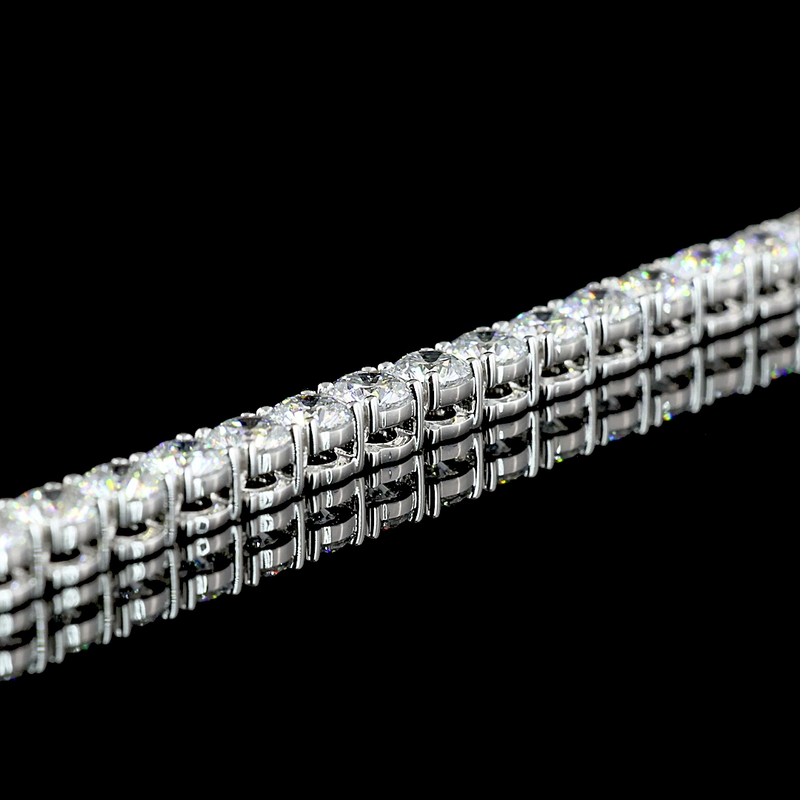 Lab-Grown 16.91 Carat Round E-VS Diamond 14K White Gold Tennis Necklace