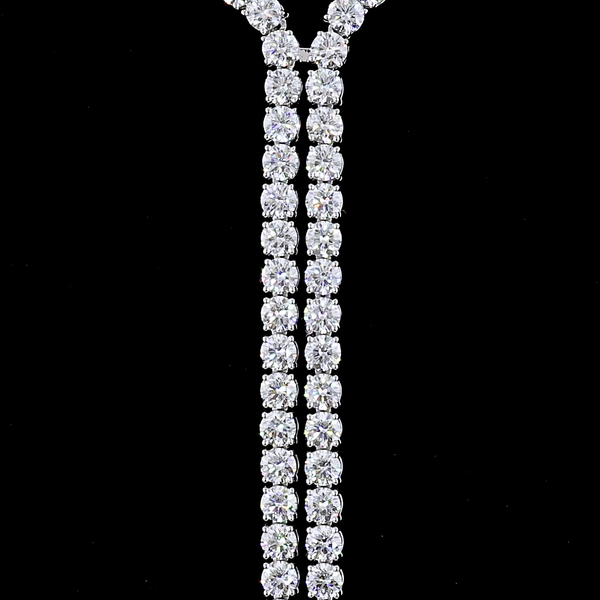 Lab-Grown 16.7 Carat Round E-VS Diamond 14K White Gold Tennis Necklace